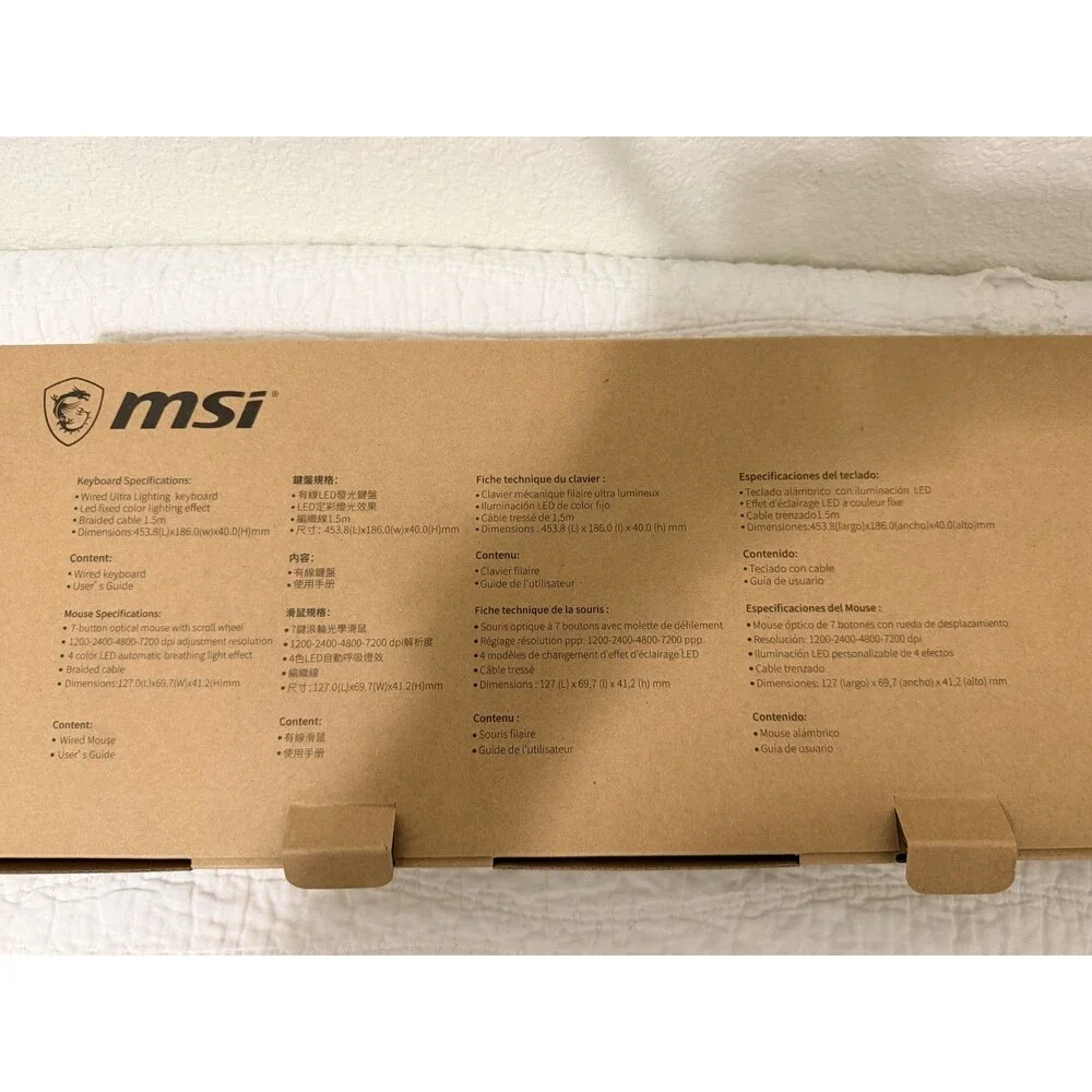 MSI K322 M321  COMBO US keyboard And Mouse Open Box unused